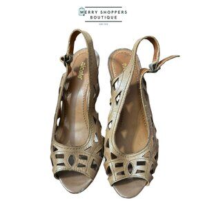 Nicole Brown Leather Strappy Sandals